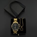 ست ساعت مچی مردانه و گردنبند استیل اونیکس و جعبه کشویی